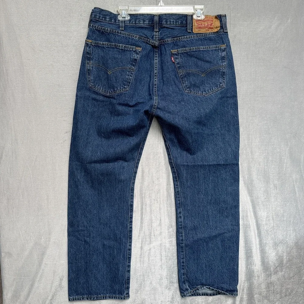 Levis 501 Jeans Mens 38x30 Blue Dark Wash Straight Denim Regular Fit Cotton‎